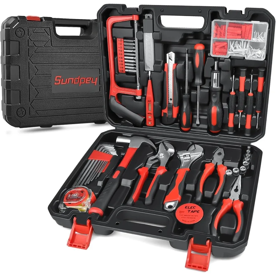 

Sundpey Home Tool Kit 148Pcs Comprehensive Portable Hand Repair Tool Set with Case for Household Use Featuring Ratcheting Screw