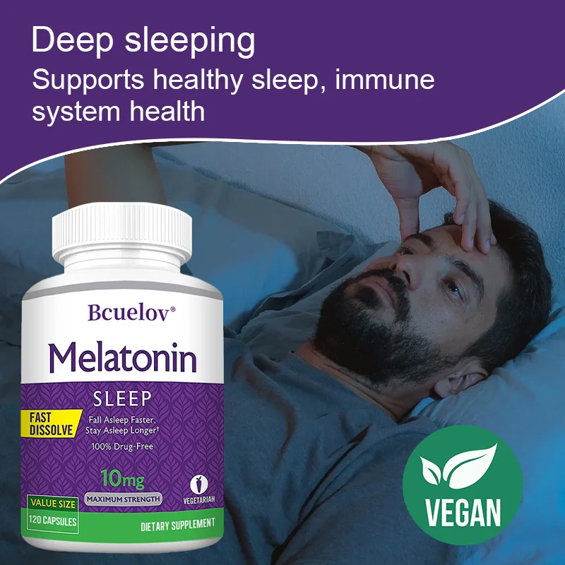 Melatonin 10 Mg Instant 120 Capsules - Natural Flavor, Fall Asleep Faster, Sleep Longer, Natural Sleep Aid