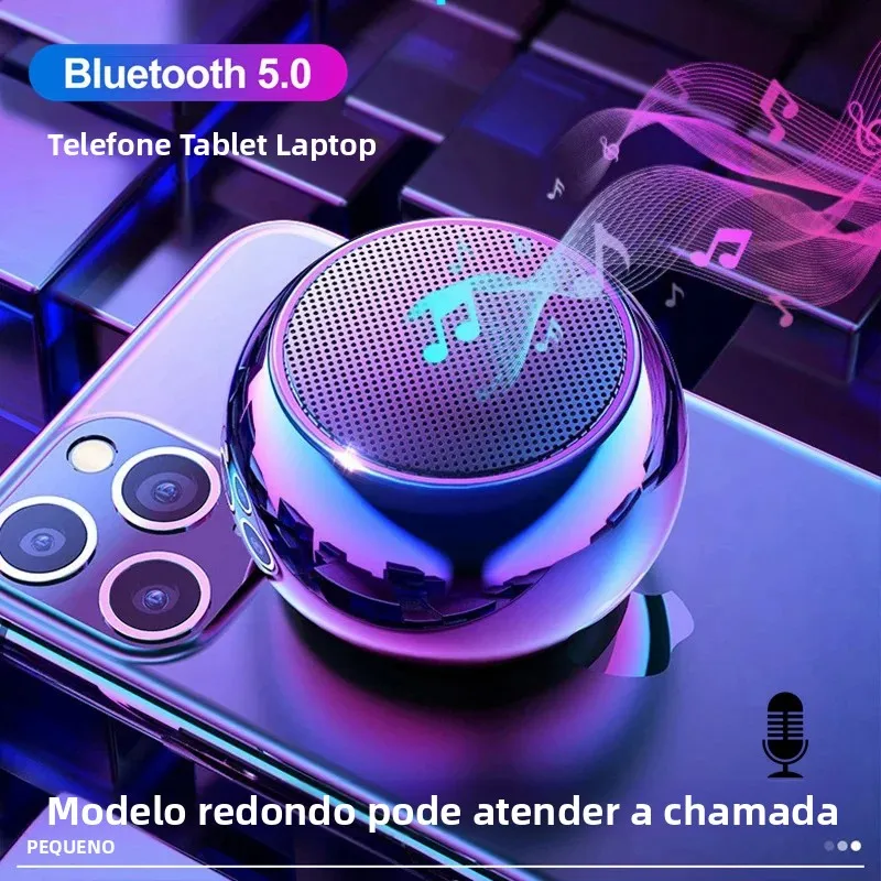 Mini Caixa de Som Bluetooth com Microfone TWS, Caixa de Som Sem Fio HiFi para Celular e Tablet, Alto-falante Portátil de Metal com Subwoofer