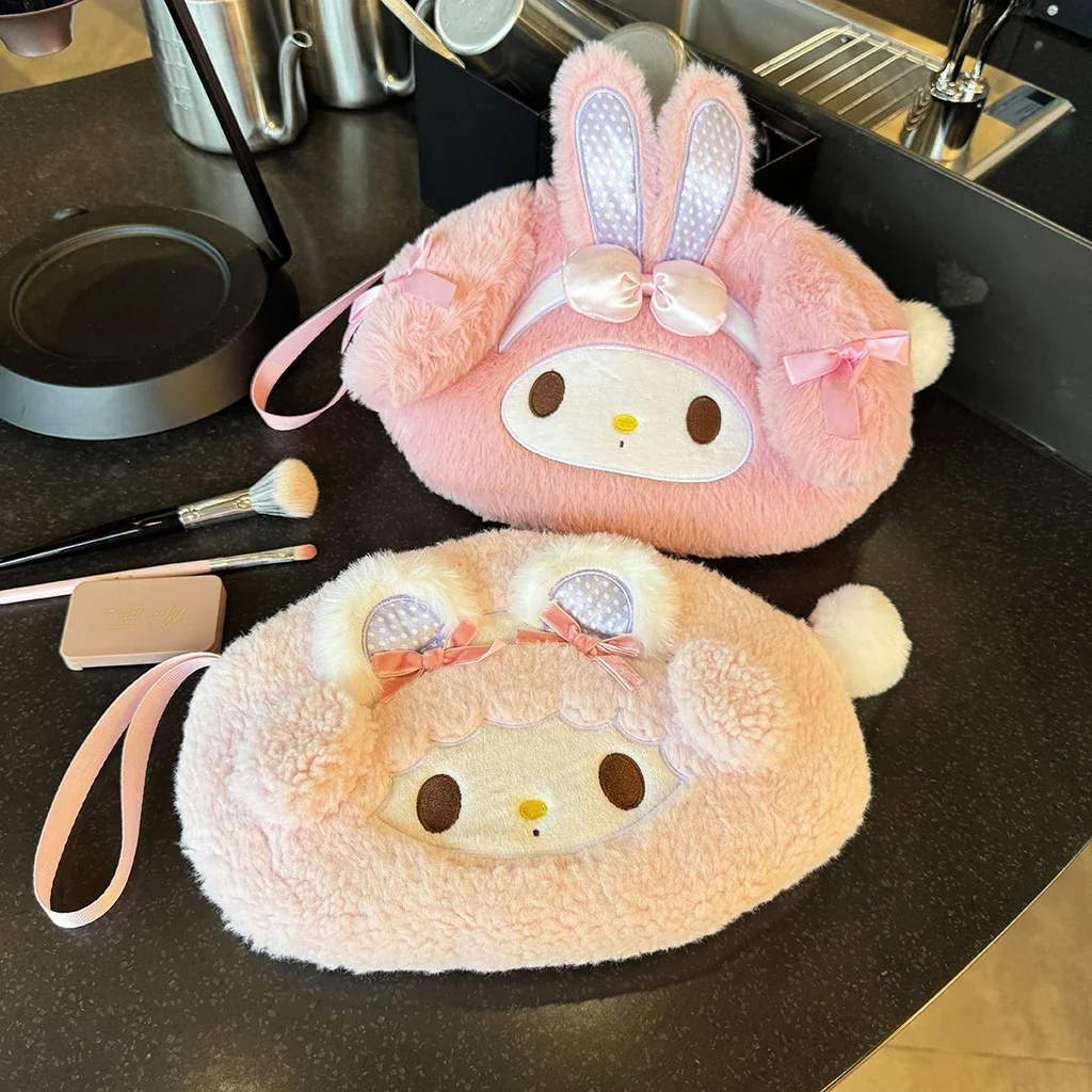 

Японская милая эллиптическая плюшевая косметичка Sanrio My Melody большой емкости, сумка для хранения, многофункциональная сумка-органайзер
