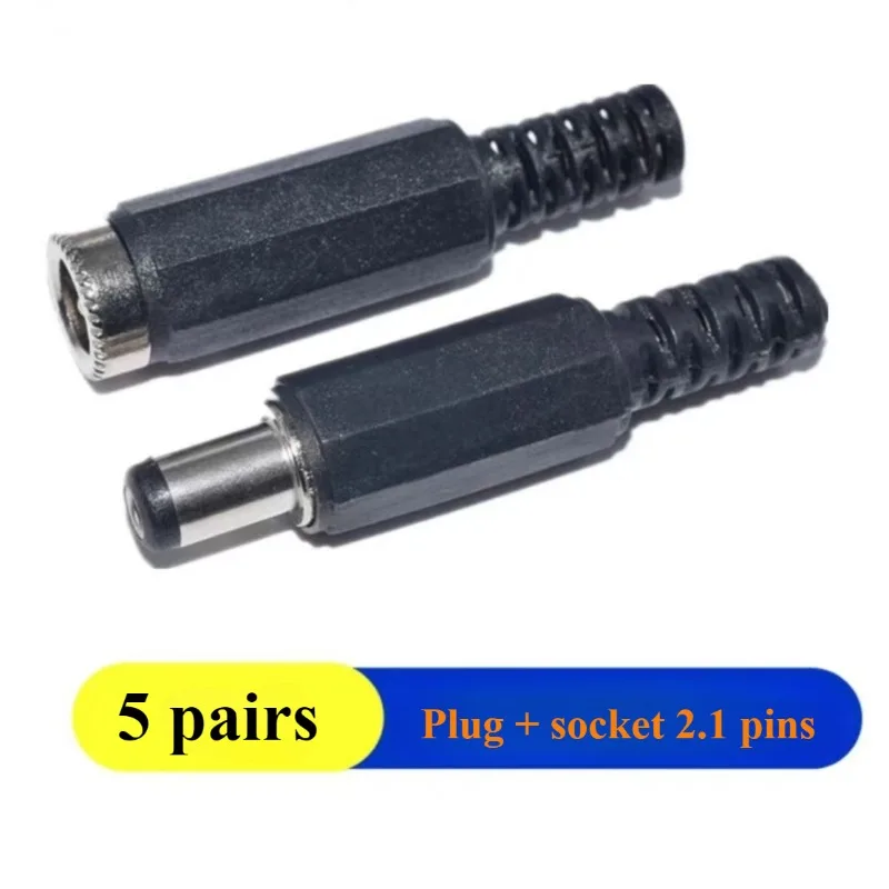

5Pair/10 pairs DC Power Plug 5.5x2.1mm Socket Welding Connector 5.5 * 2.1 Male/Female Electrical Sockett