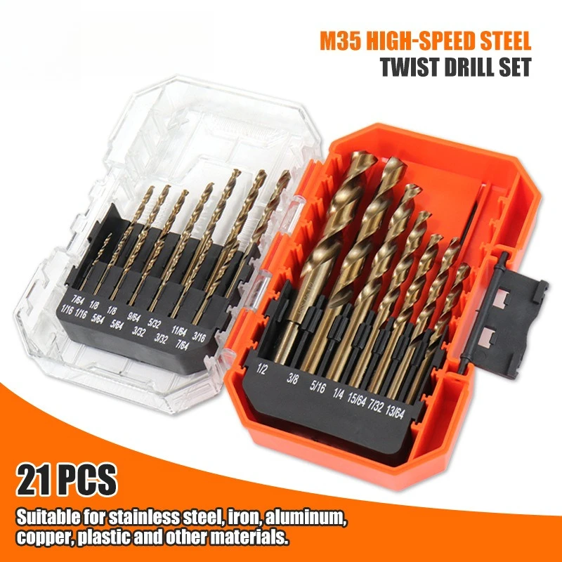 M35 cobalt containing Fried Dough Twists drill set metal plate stainless steel plastic wood drill with storage box for drilling