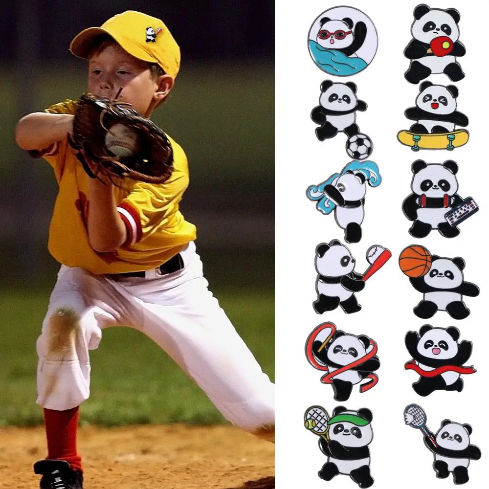 Zinc Alloy Panda Athlete Enamel Pins Trinket Jewelry Panda Skateboard Brooch Collection Ins Giant Panda Shape Badge Fans Gifts