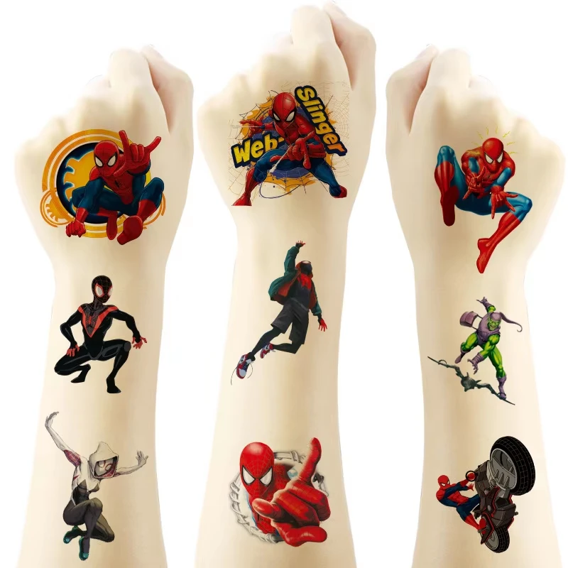 1/4/6/12pcs Miniso Spiderman Party Favors Temporary Tattoo Stickers Party Supplies Decoration Birthday Gifts Goodie Bag Fillers