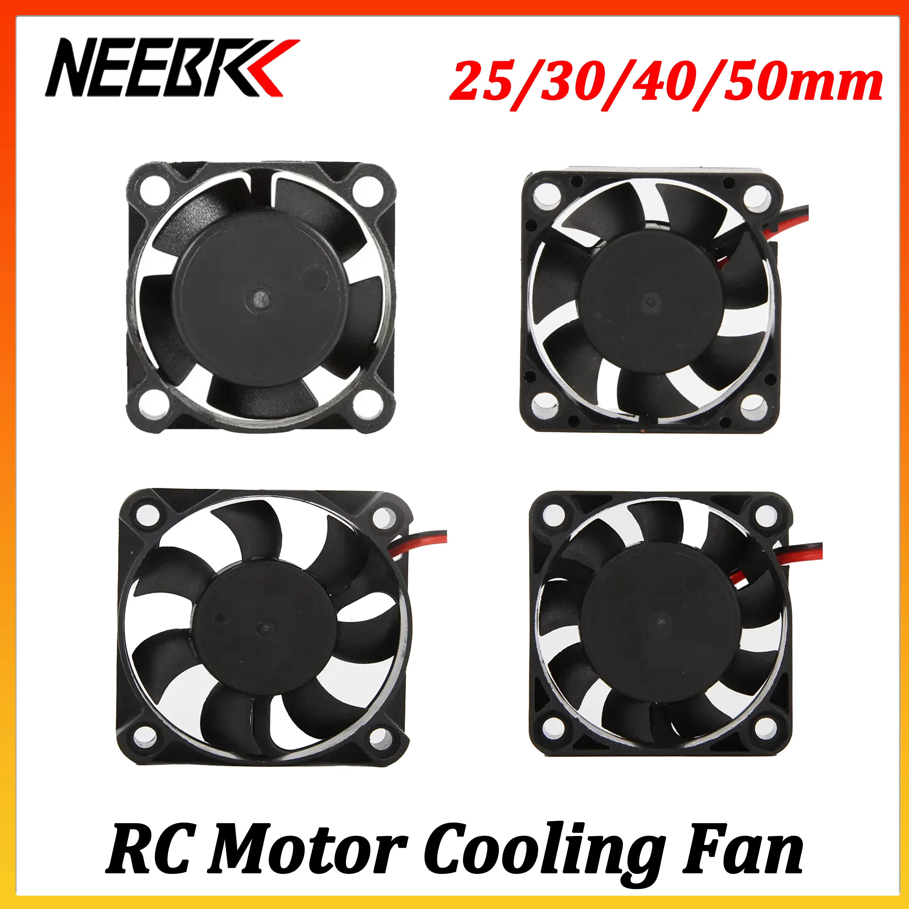 NEEBRC 25/30/40/50mm RC Cooling Fan 5-12V DC 3500-16380RPM Heat Sink High Wind Rapid for 36/42mm 30-150A Motor Car Accessories