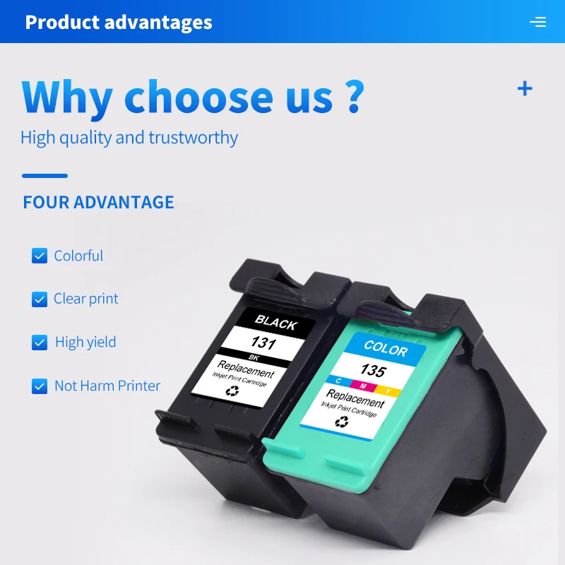 KMCYinks Compatible Ink Cartridge Replacement For HP 131 135 For Photosmart C3100 C3180 C3183 C3150 PSC 1500 1510 1513 Printer