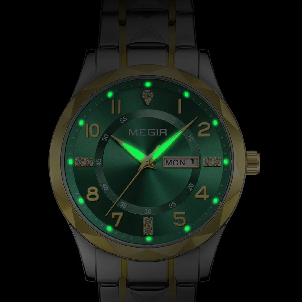 MEGIR Original Waterproof Man Wristwatch Luxury Quartz Stainless Steel Luminous Men Watch Top Brand Business Male Clock