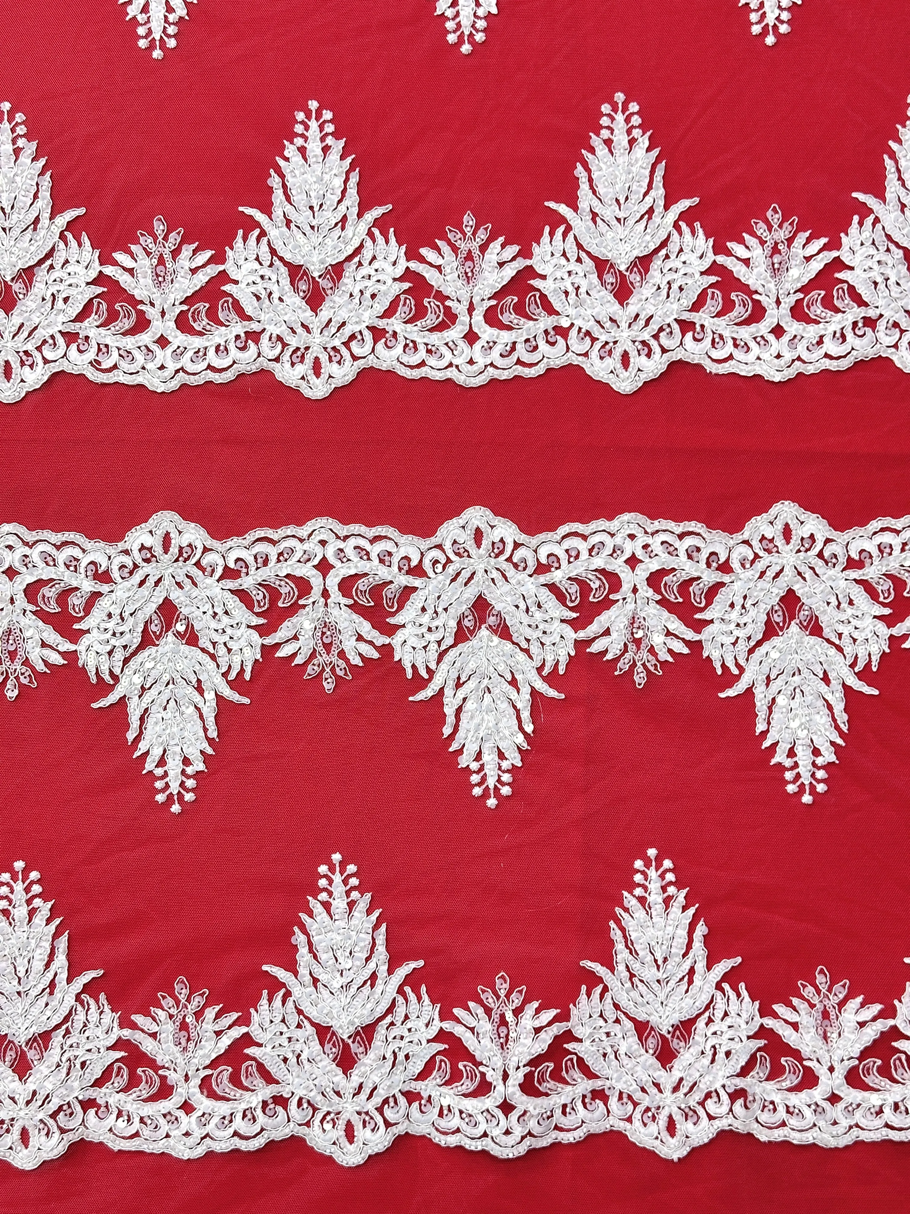 Zwaar verfraaid Nigeriaans gaas voor bruiden Luxe Europese Franse netkantstof met pailletten voor bruidsfeestjurken