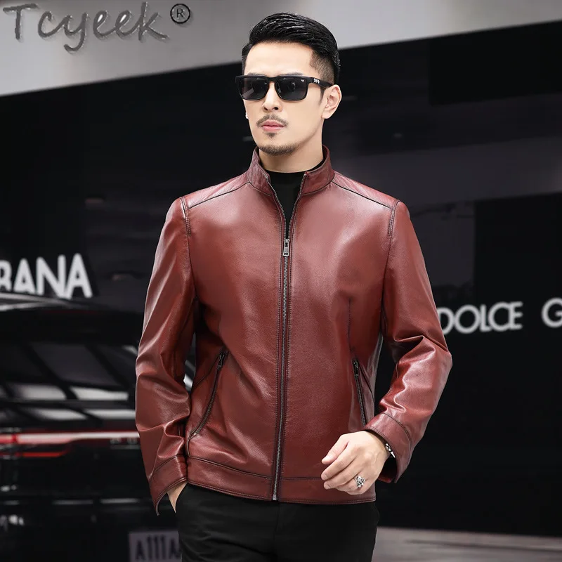 Tcyeek Genuine Leather Man Jackets 2025 Motocycle Jacket Top Layer Cowhide Coat Man Spring Autumn Clothes Tide Jaqueta De Couro