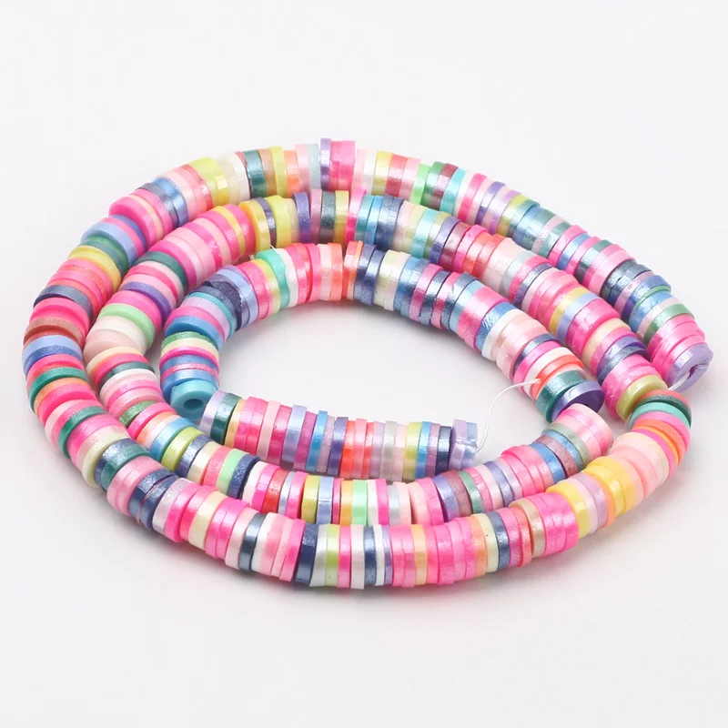 350pcs 6mm Shiny Flat Round Polymer Clay Beads Disk Loose Spacer Beads For Jewelry Making Diy Boho Bracelet Necklace Accessories