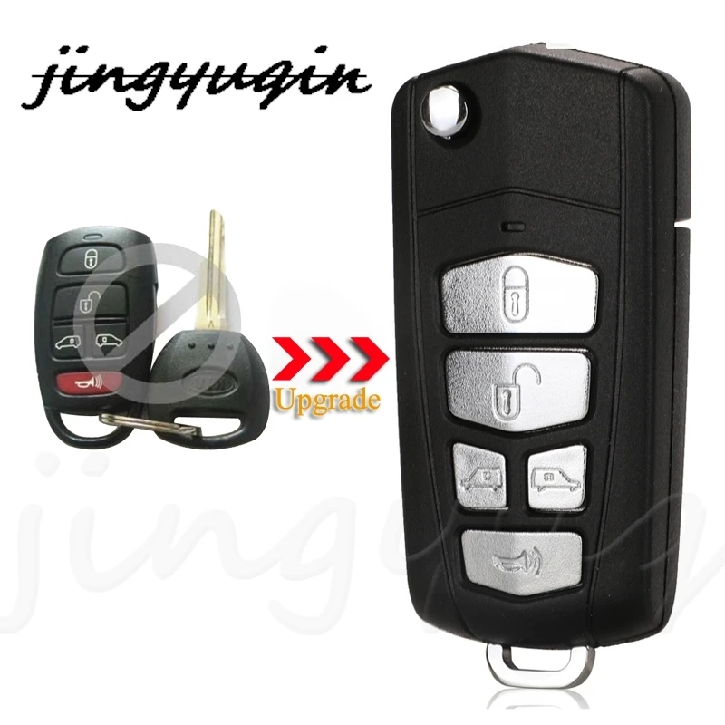 

jingyuqin 5 Buttons Replacement Modified Flip Folding Remote Car Key Shell Case For Kia Sedona Mini Van