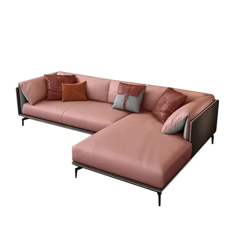 

Итальянский кожаный диван для гостиной, простой стиль, минималистичный угловой диван-наложница, современный диван для большой квартиры, мебель