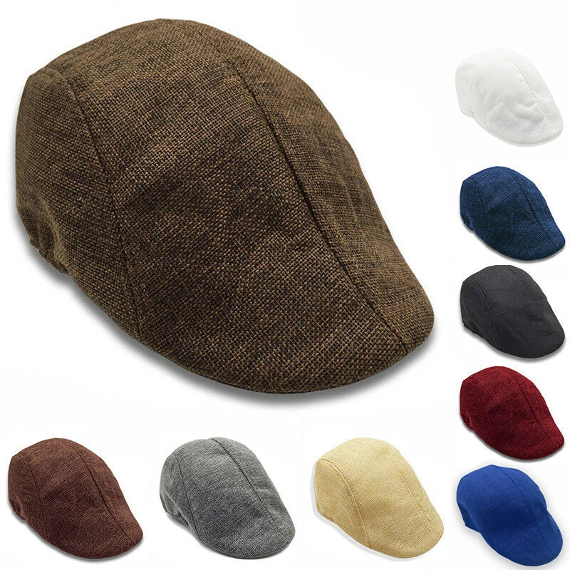 New Autumn Beret Caps Men Women Adjustable Newsboy Hats Linen Outdoor Berets Unisex Fashion Causal Duckbill Hat