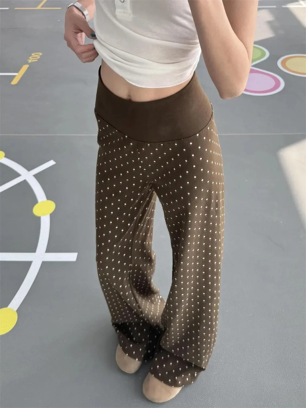 

American Style Dot Wide Leg Summer Trousers Women Straight Leg High Waist Wide Leg Drag Pants Oversized Harajuku Baggy Trousers