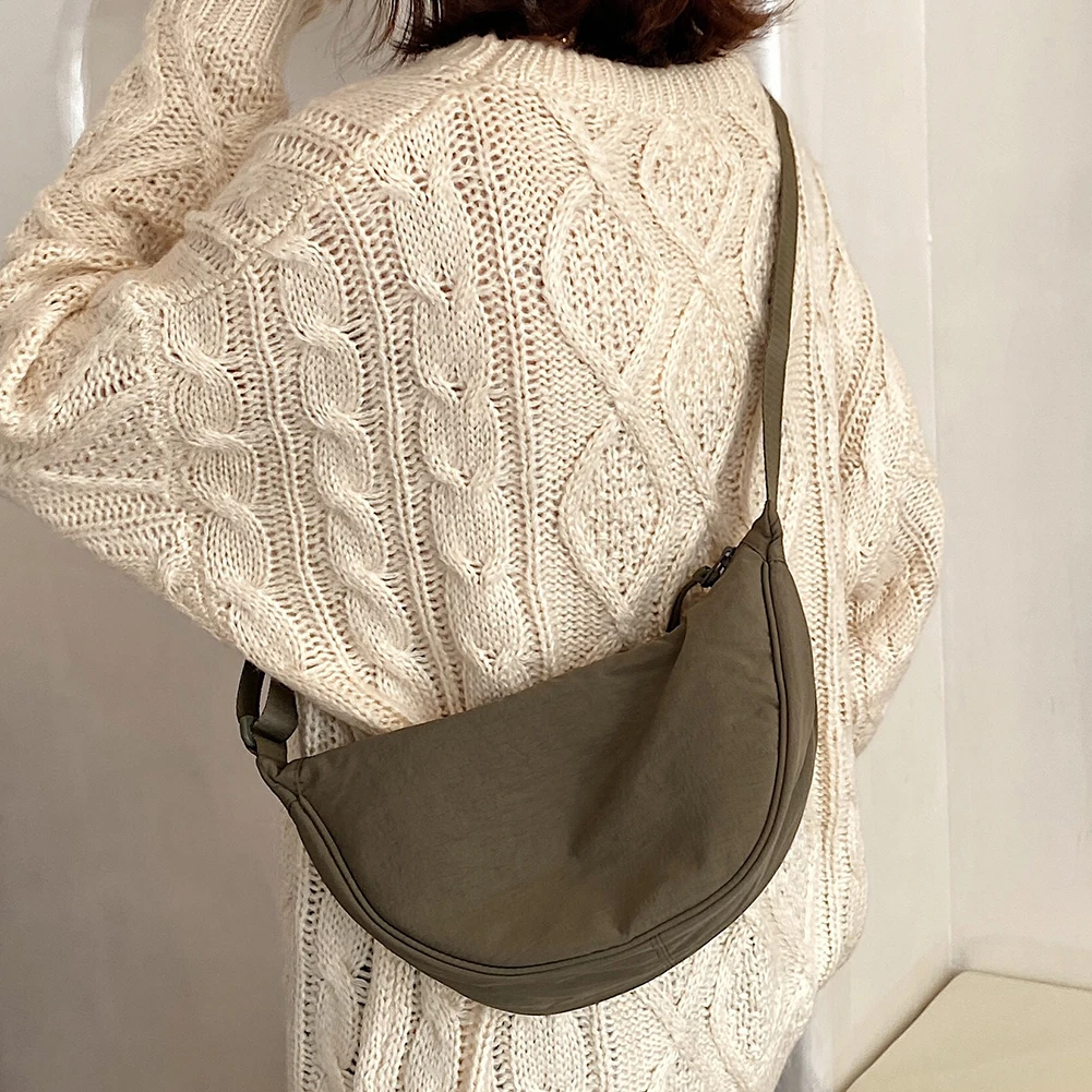 Casual Nylon Chest Hobo Crossbody Bag for Women Waist Half Moon Belt Bag Fanny Pack Shoulder Bags Tote Travel Shopper Bag New