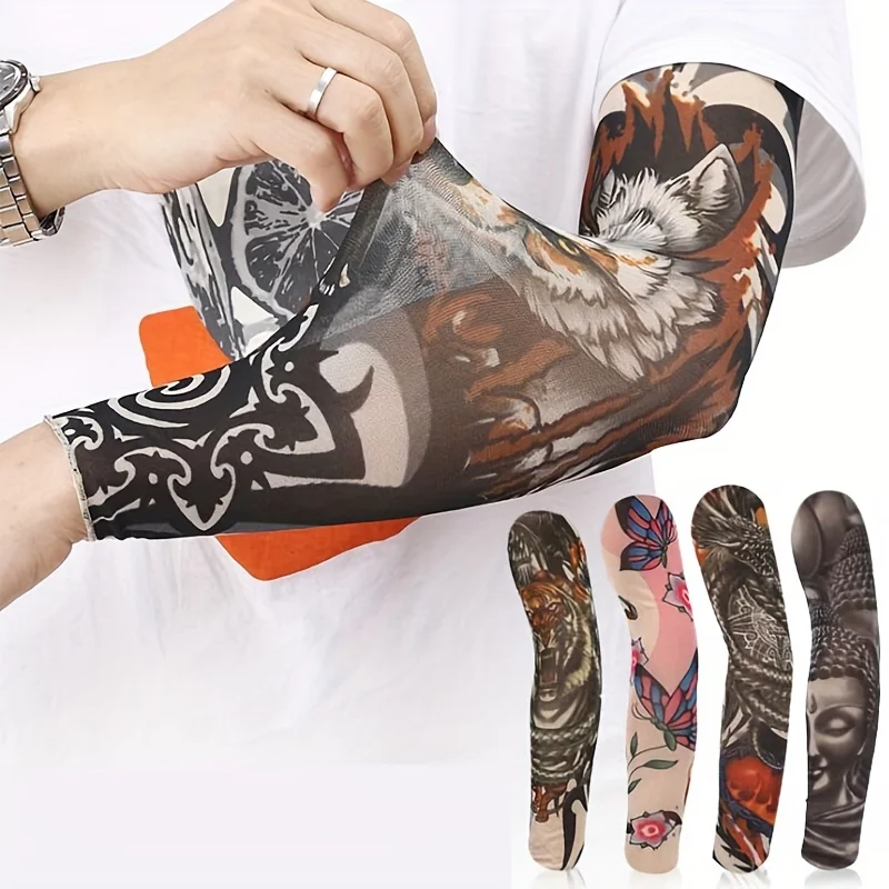 

A pair of summer outdoor cycling flower arm tattoo sleeves, sports tourism, fishing, sun protection, tattoo sleeves, arm guards