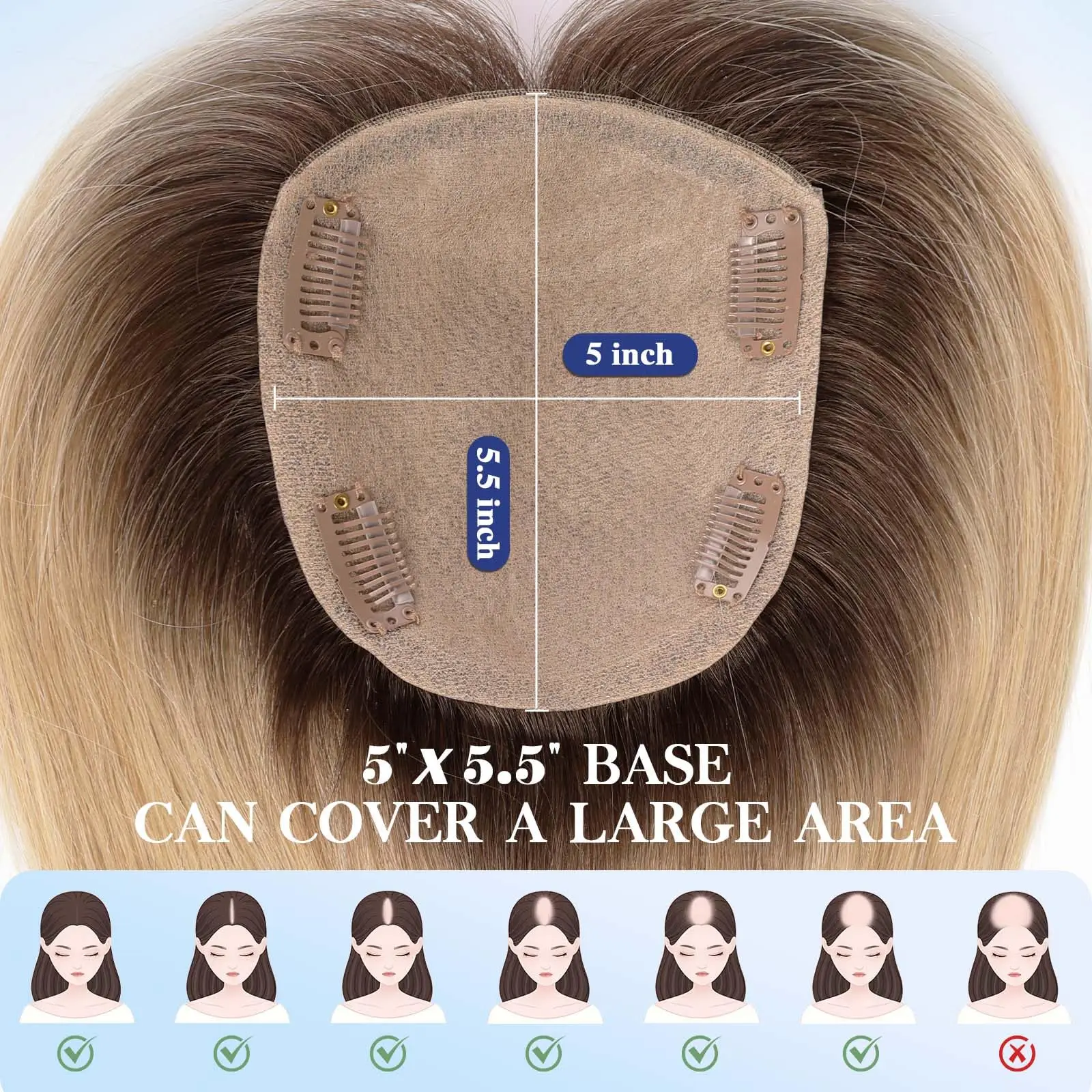 100% Remy Human Hair Tooers Silk Bae Clips in Golden Brown Blonde Mixed Human Hairpieces for Women 12 Inch Extensions Toppers