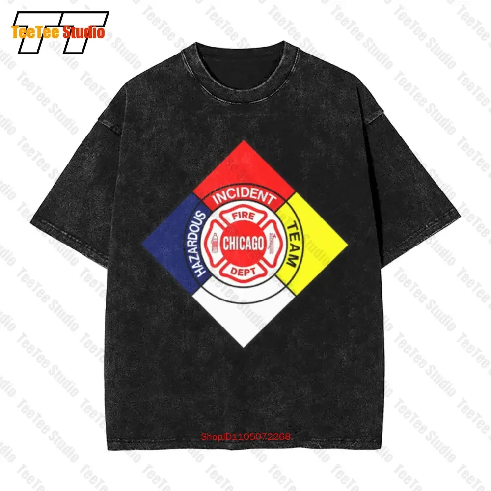 New Fire Department Chicago Hazardous Special Operations Firefighter Vintage Oversized T-Shirt VUIM