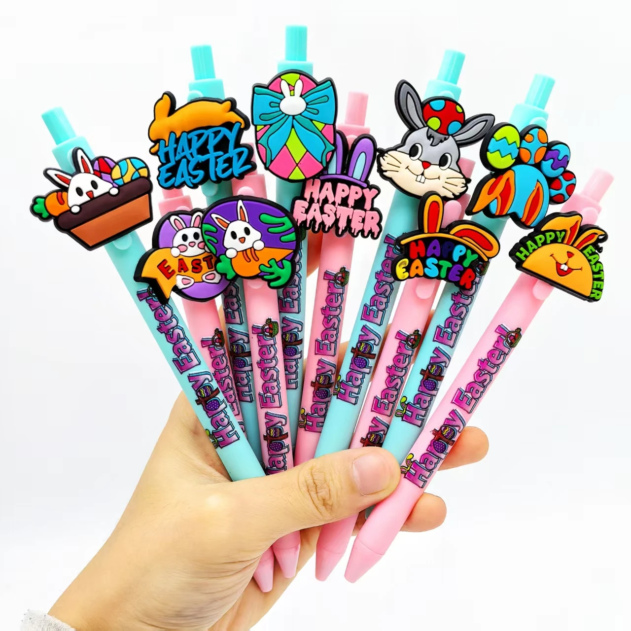 

6pcs/10pcs/12pcs/16pcs Easter Bunny Ballpoint Pen Easter Egg Press Pen Good Friday Festival Gift Pen