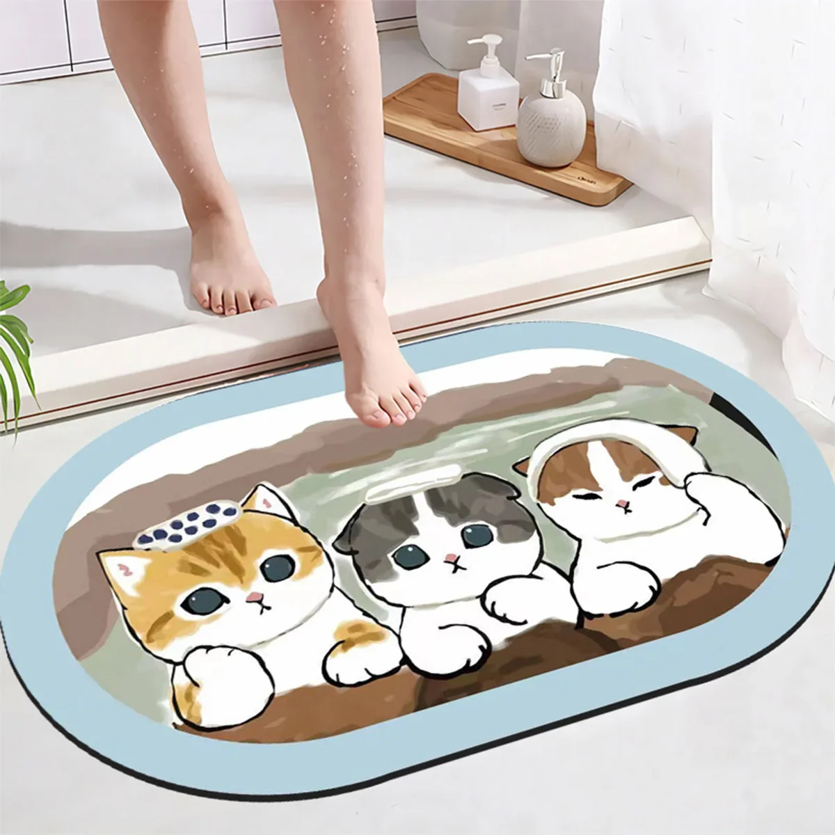 

Cartoon Diatom Mud Soft Pad Strong Water Absorption Shower Floor Mat Bathroom Quick Drying Non Slip Foot Mat Home Accessories