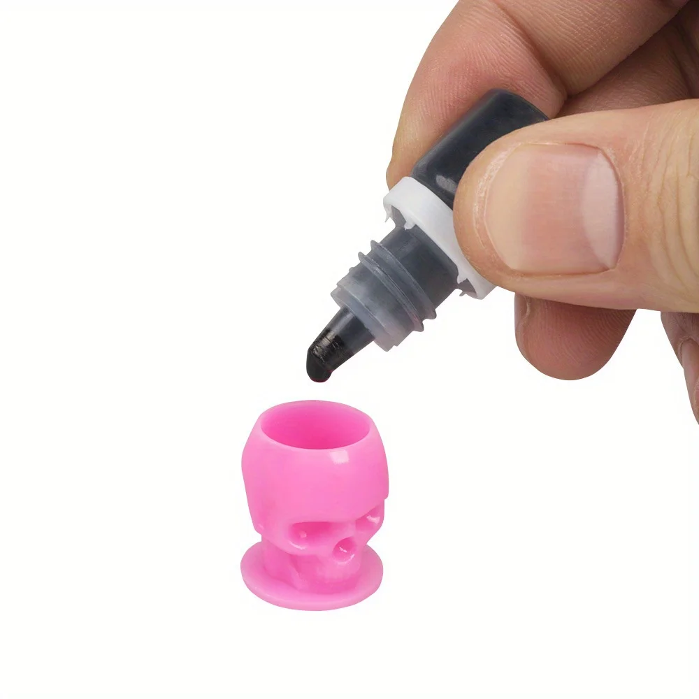 

200 шт./лот, одноразовые силиконовые стаканчики для тату-чернил в форме черепа, контейнеры для пигмента для перманентного макияжа, аксессуары для тату-чернил