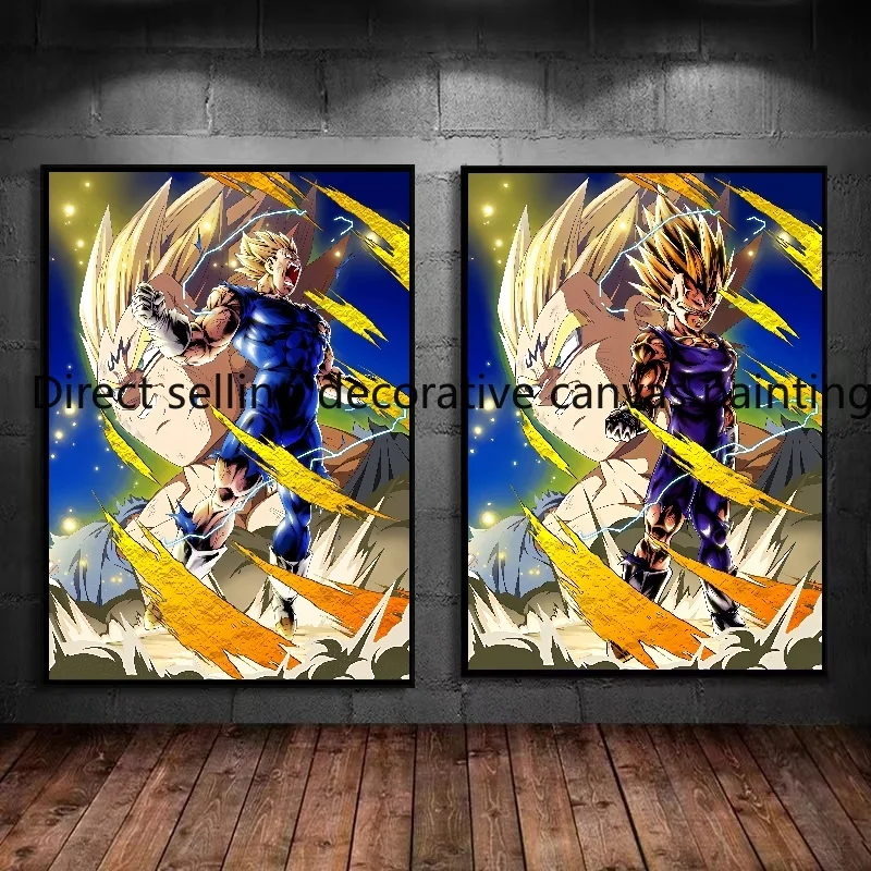 Lukisan kanvas antik Anime Super Saiyan Goku Gohan gambar seni dinding gambar bola naga dekorasi rumah kamar tidur Poster