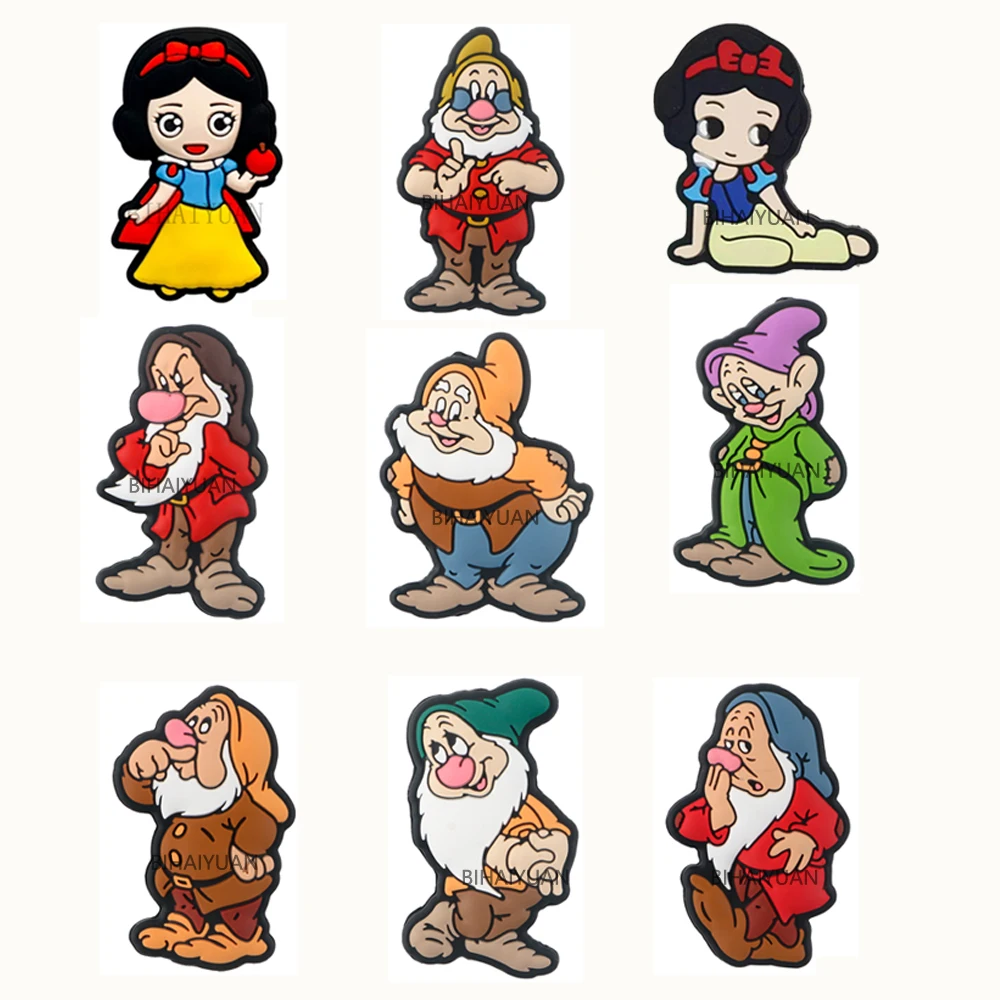 10pcs princess snow white The Seven Dwarfs  Food Grade Silicone Beads Chewable DIY Jewelry Pacifier Chain Gift Accessorie