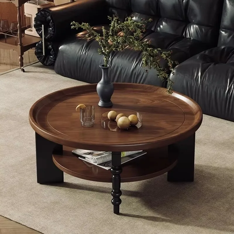 

French Vintage Solid Antique Wood Coffee Table Luxury Side Table for Small Apartment Living Room Tea Table Combination