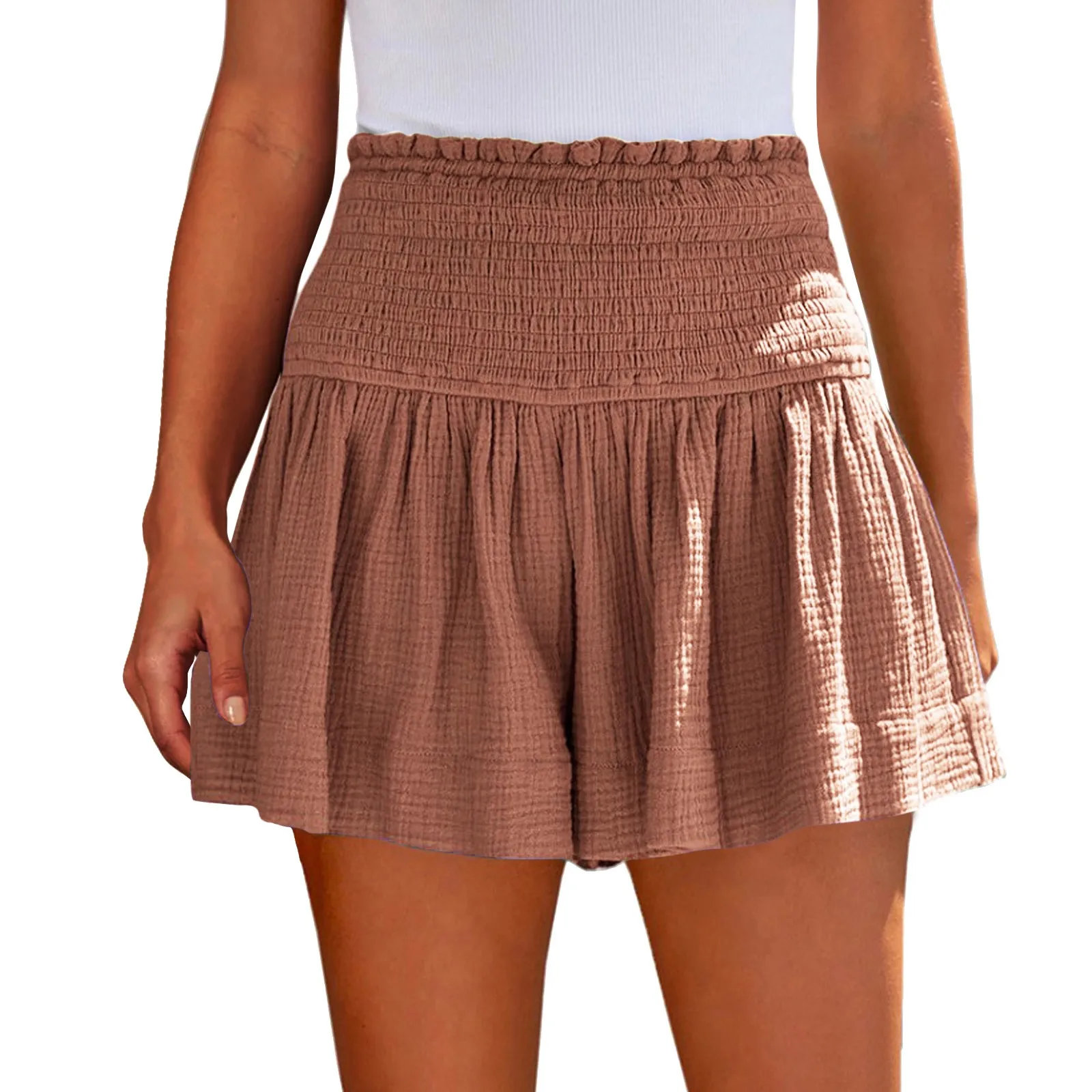 Ladies Casual Large Solid Color Breathable Fashion Wide Leg Shorts Shorts for Women Women's Shorts Summer Womens Shorts Elegant image 2