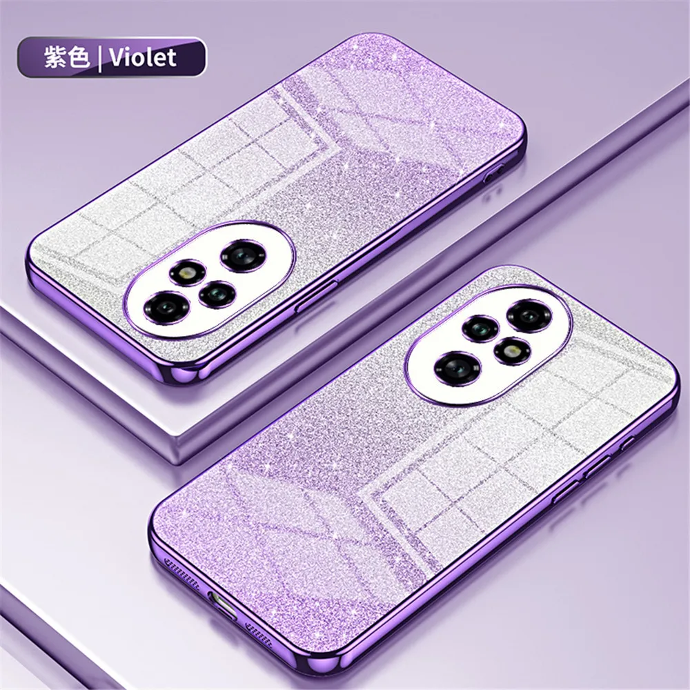 For Honor 200 Pro Gradient Glitter Plating Clear Phone Case For Huawei Honor 200 Lite 100 90 80 70 60 50 30 20 Pro Bumper Cover