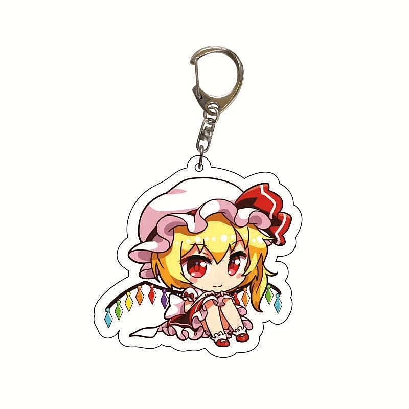TouHou Project Anime Cartoon Keychain, Hakurei, Reimu Acrylic Bag, Keyring Pendant, Cosplay Accessory