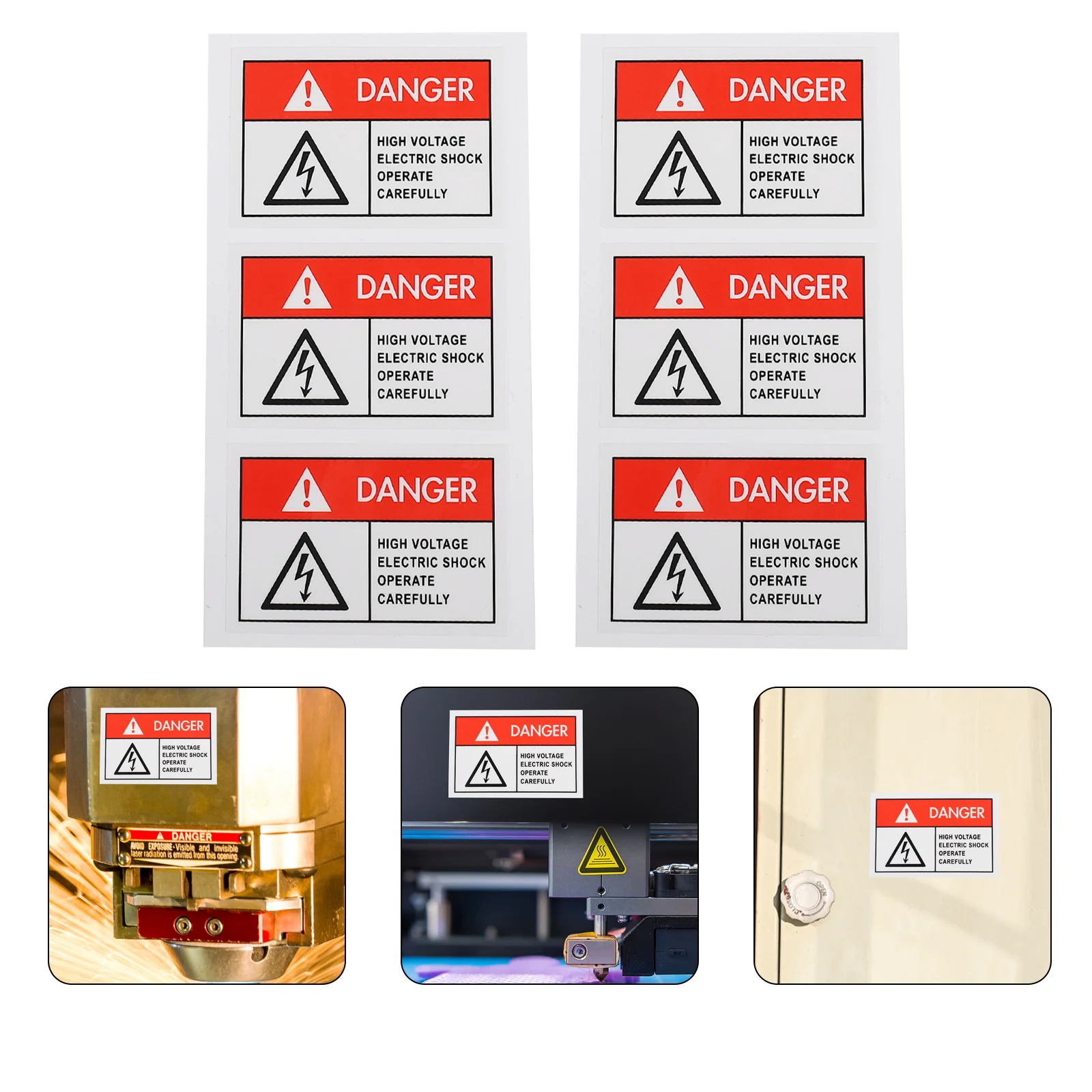 6 Pcs Electricity Warning Labels Stickers Shocks Sign Decal Equipment USB Pp Synthetic Paper Caution