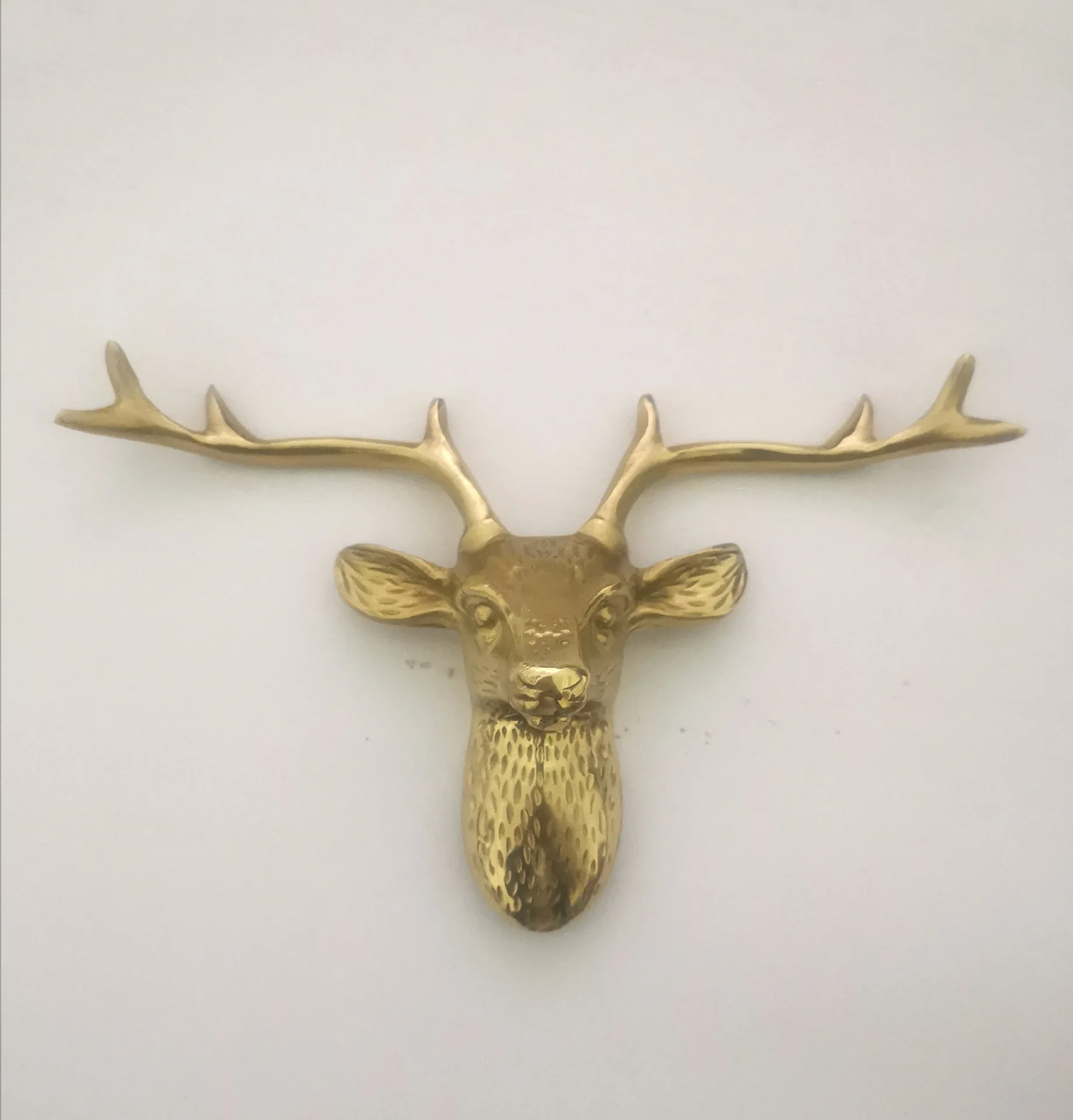 Elk Head Copper Home Decoration Wardrobe Cabinet Door Handles Brass Deer Head Hook Hanger Rack Wall Mount Furniture Hardware