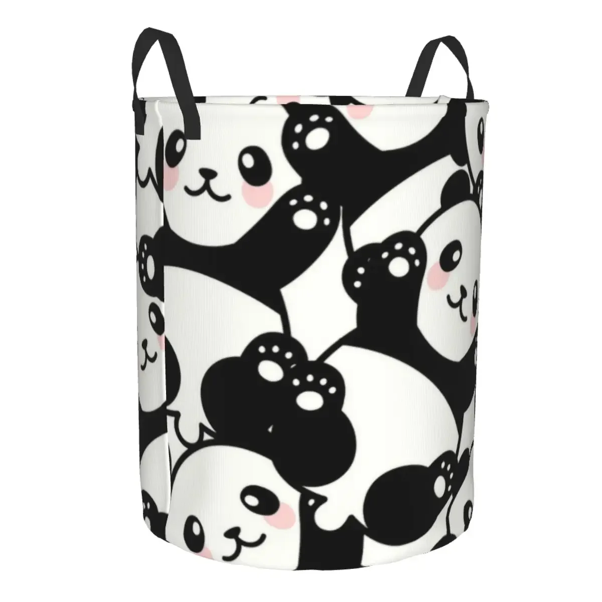 Custom Cute Pandas Laundry Basket Collapsible Panda Bear Baby Hamper for Nursery Toys Organizer Storage Bins