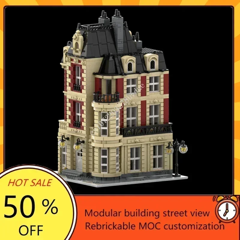 2760PCS Customized MOC French Mansion 18th Century Mansion Street View Model Custom Puzzles DIY Educational Assembly Xmas Gifts