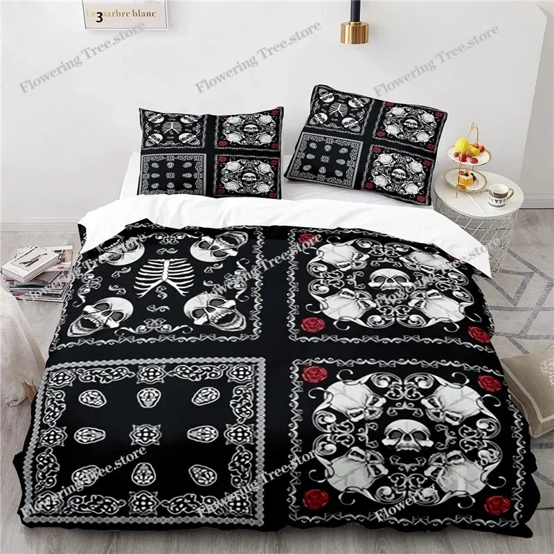 Home Textile Art Rose Flower Skull Cartoon 3d Bedding Set Printed Duvet Cover Set Pillowcase EU AU US Twin Full Queen King Size