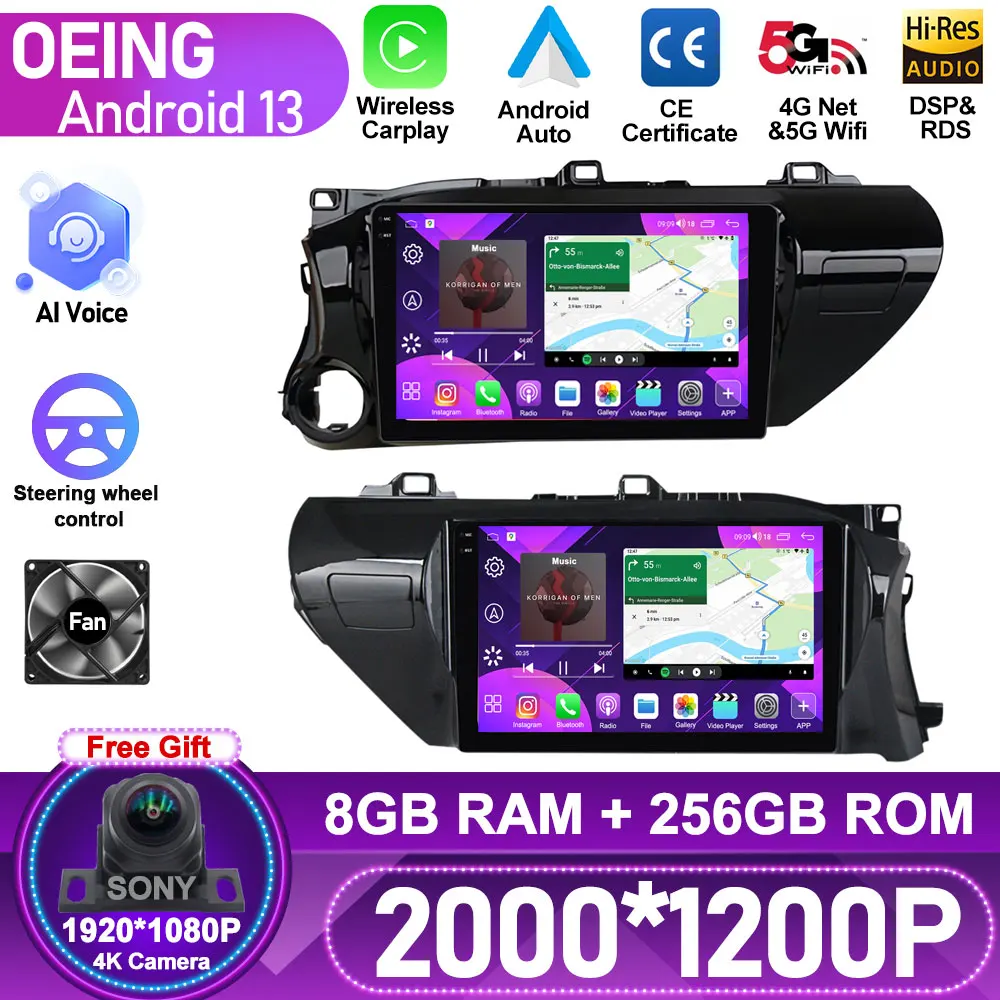 

Android Auto For Toyota Hilux Pick Up AN120 2015 - 2020 RHD LHD 8Core 2 Din Car Radio Multimedia 2din Stereo Carplay GPS dvd