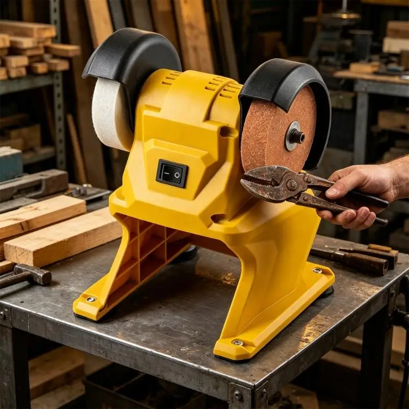 Akku-Schleifmaschine mit doppelter Schleifscheibe für Metall, Holz, DIY, kompatibel mit 21-V-Batterie-Plattform-Saugbasis D2RD – Detail 10