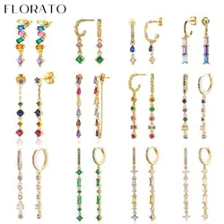 New Pierced 925 Sterling Silver Ear Needle Crystal Zircon Tassel Pendant Stud Earrings for women Luxury Fashion Wedding Jewelry