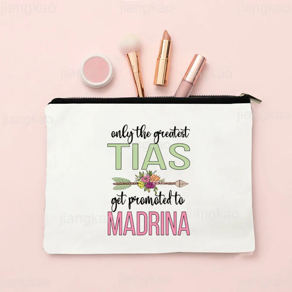 Best Godmother In World Print Cosmetic Bag Travel Toiletry Organizer Zipper Pouch Madrina Gifts Make Up Bag Women Travel Neceser