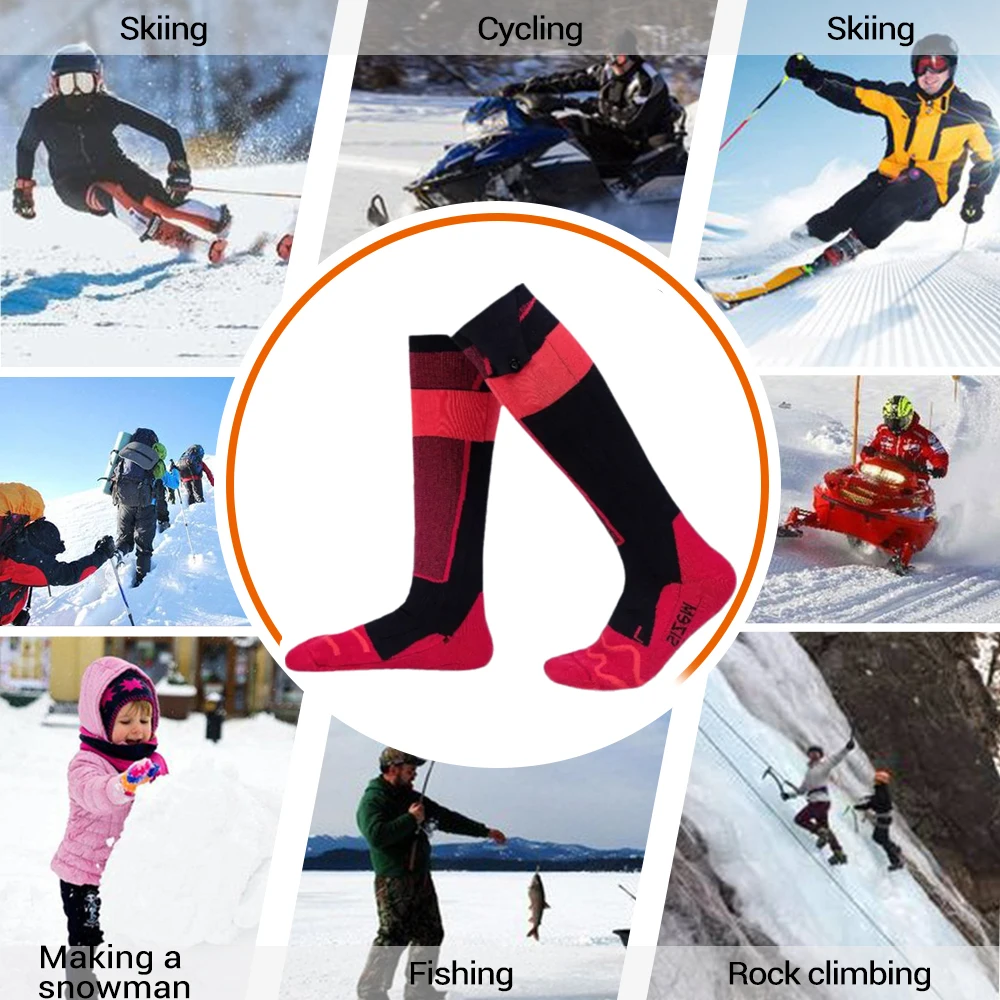 New Heated Socks Rechargeable 6000mah Electric Heated Skiing Socks Snowboarding Outdoor Sports Foot Warmer Winter Thermal Socks - Image 3