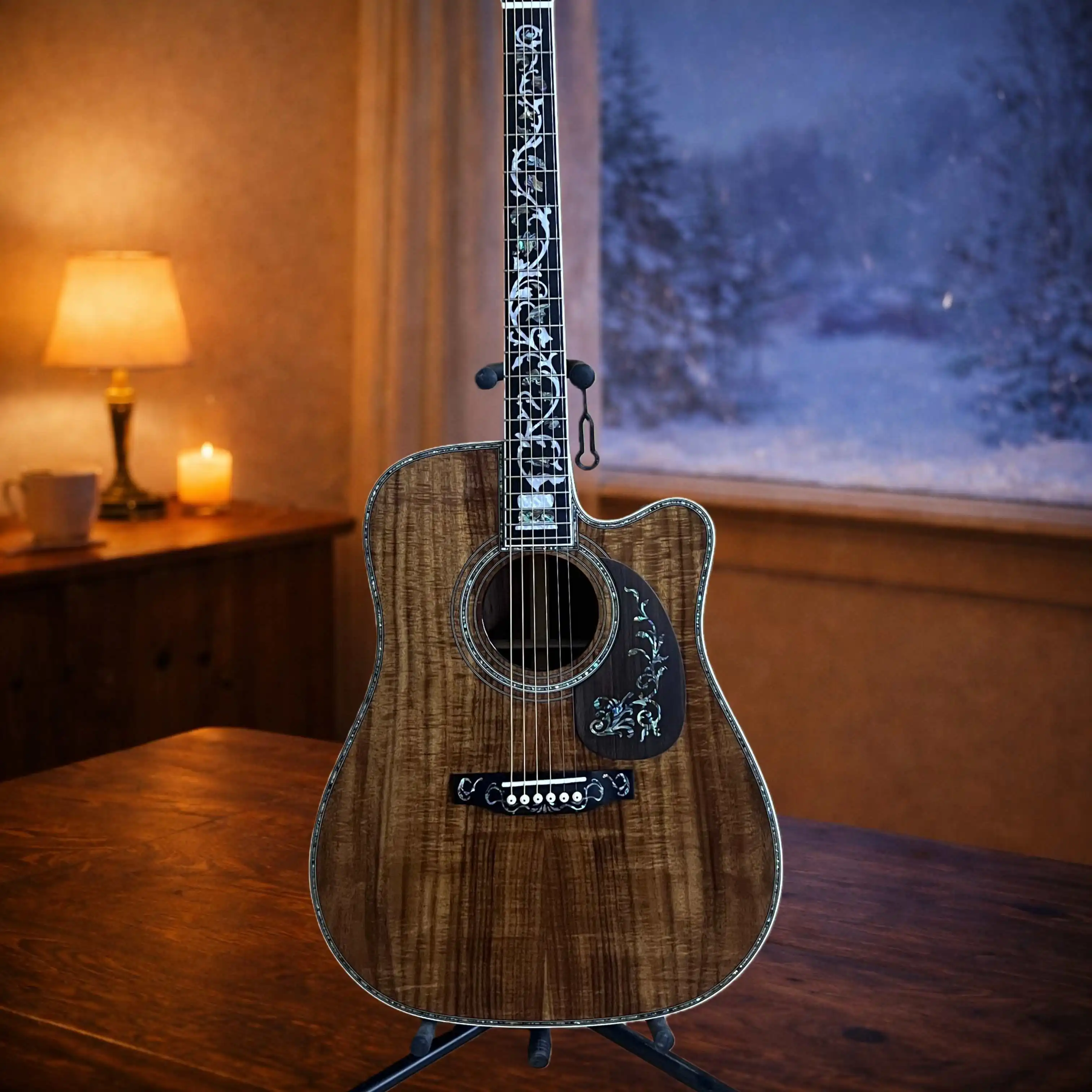 

The New D-45 Missing Corner Design Acoustic Guitar with 6 Strings KAO Wooden Body Is Suitable As A Holiday Gift