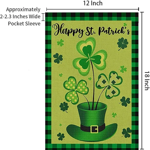 St Patrick Shamrock Garden Flag Banner Vertical Double Sided,12 x 18 Inch Buffal JJE DDI GGX