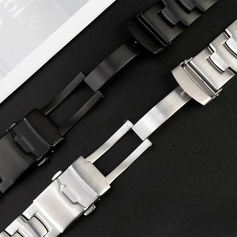 Wear-resistant 18 Black Steel Watchband for Casio PRG-260/270 PRW-3500/2000/5000/5100 Folding Buckle Concave Interface Bracelet