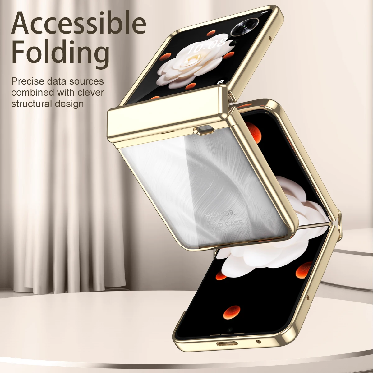 Phone Case For Hornor Magic V Flip Phantom Plating Transparent Hinge Full Package Cover Come with Glass Front Film