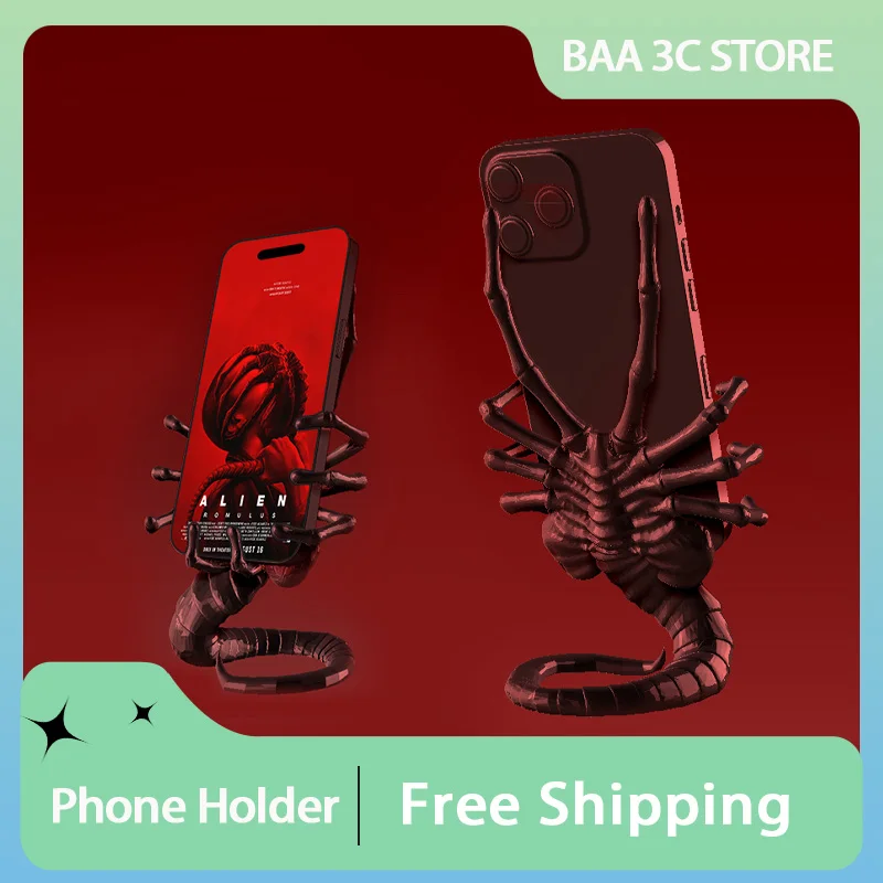 

3D Printed Alien Figures Face-Hugging Bugs Mobile Phone Holder Car Phone Stand Cartoon Decor Toys Handmade Ornaments