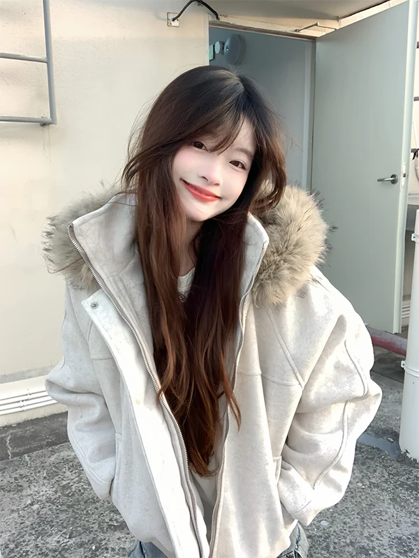 

Cleanfit Thickened Winter Cotton Jacket with Hat Men Women Style Thickened Couple Clothes High Quality Woolen Coat