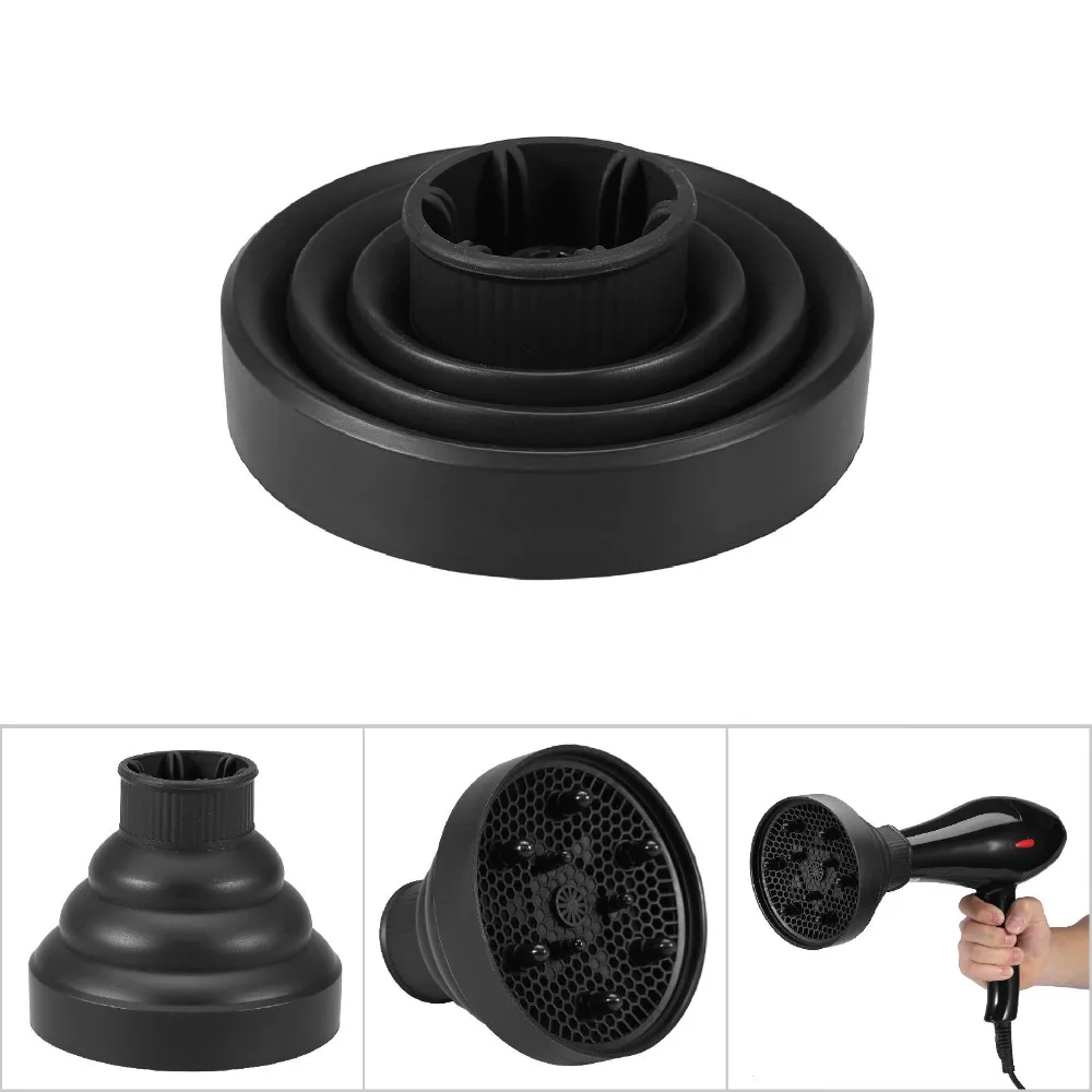 Black Foldable Hairdryer Diffuser Portable Professional Hair Dryer Diffuser Cover Salon Grade Lightweight