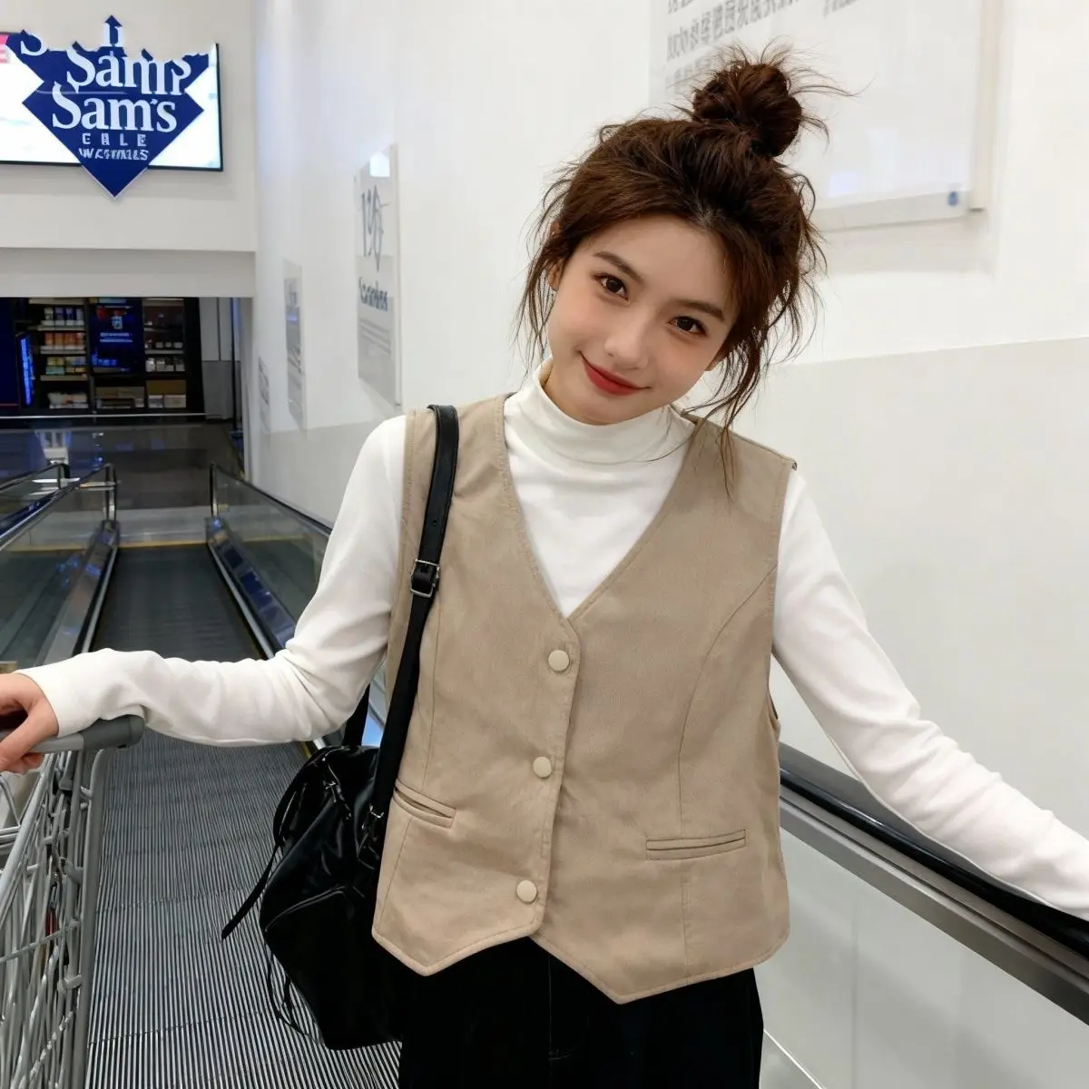 

Жилет женский облегающий из замши, верхняя одежда для многослойных образов, весна 2026, бренд Miss Jo, дышащий полиэстер, V-образный вырез, стандартный крой...