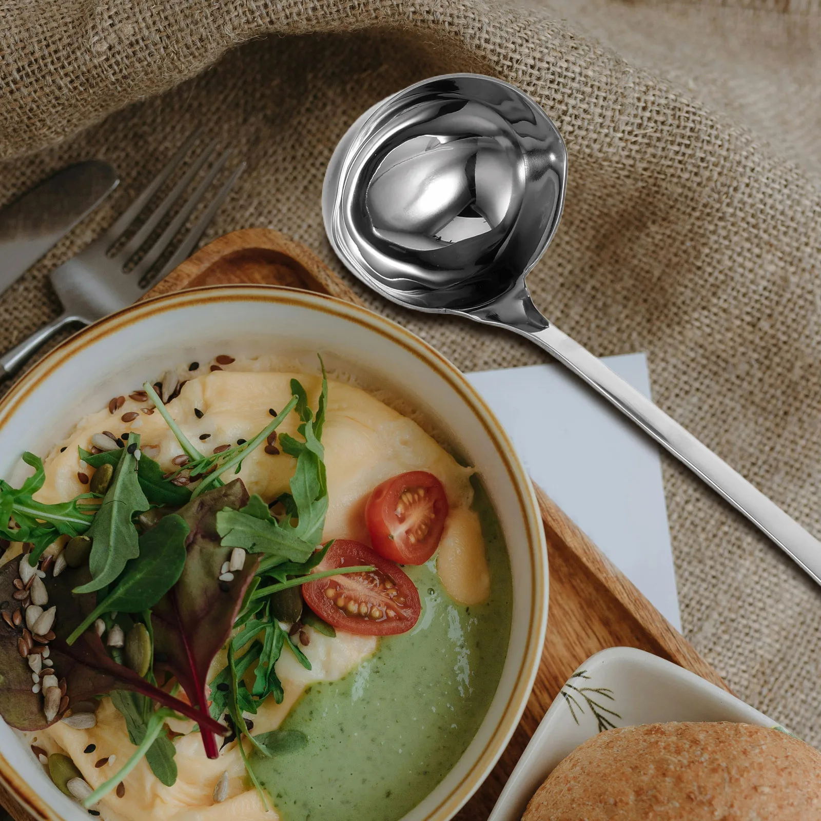 

1pc Stainless Steel Double Spout Long Handle For Home Kitchen Restaurant Use Ladle Stainless Steel Soup Ladles Kitchen Ladle